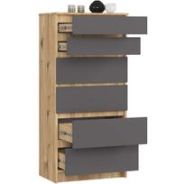 komoda akord - Komoda Akord K60, ąžuolo/pilka, 60 cm x 40 cm x 130 cm - 5 nuotrauka