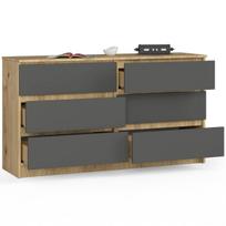 komoda nore k140 - Komoda Akord K140, ąžuolo/pilka, 40 cm x 138 cm x 77 cm - 4 nuotrauka