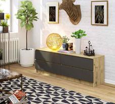 komoda 160 - Komoda Akord K160 4SZ CLP, ąžuolo/pilka, 40 cm x 160 cm x 55 cm - 2 nuotrauka