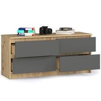 komoda 120 - Komoda Akord Furniture Factory K120 4SZ CLP, ąžuolo/pilka, 40 cm x 120 cm x 55 cm - 4 nuotrauka
