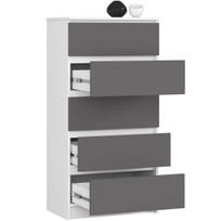 balta komoda k60 - Komoda Akord Furniture Factory K60 OP0LK-6BIASZAR004, balta/pilka, 60 cm x 40 cm x 121 cm - 6 nuotrauka