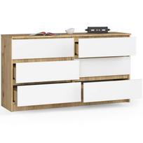 komoda nore k140 - Komoda Akord K140, ąžuolo/balta, 40 cm x 138 cm x 77 cm - 4 nuotrauka