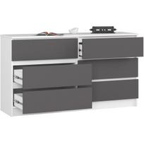 komoda nore k140 - Komoda Akord K140, balta/pilka, 40 cm x 138.4 cm x 77 cm - 6 nuotrauka