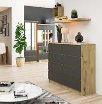 komoda 120 - Komoda Akord K120 8SZ CLP, ąžuolo/pilka, 40 cm x 120 cm x 99 cm - 2 nuotrauka