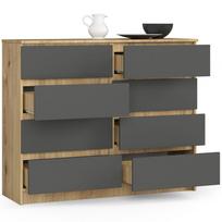 komoda 120 - Komoda Akord K120 8SZ CLP, ąžuolo/pilka, 40 cm x 120 cm x 99 cm - 4 nuotrauka