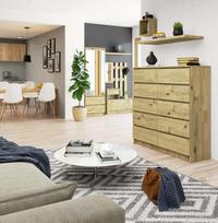 120 cm komoda - Komoda Akord Furniture Factory K120 94036010, ruda, 40 cm x 120 cm x 121 cm - 2 nuotrauka