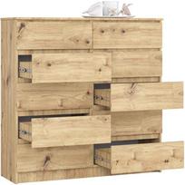 120 cm komoda - Komoda Akord Furniture Factory K120 94036010, ruda, 40 cm x 120 cm x 121 cm - 5 nuotrauka
