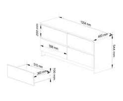 komoda akord - Komoda Akord Furniture Factory K120 4SZ CLP, balta/pilka, 40 cm x 120 cm x 55 cm - 5 nuotrauka