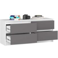 komoda akord - Komoda Akord Furniture Factory K120 4SZ CLP, balta/pilka, 40 cm x 120 cm x 55 cm - 6 nuotrauka
