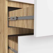 komoda balta 130 cm - Komoda Akord Furniture Factory K60 OP0PK-6ARTBIA001, balta/medžio, 64 cm x 40 cm x 130 cm - 2 nuotrauka