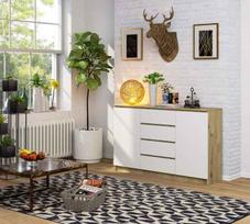 komoda akord - Komoda Akord K160 2D 4SZ CLP, ąžuolo/balta, 40 cm x 160 cm x 99 cm - 3 nuotrauka