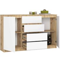 komoda akord - Komoda Akord K160 2D 4SZ CLP, ąžuolo/balta, 40 cm x 160 cm x 99 cm - 5 nuotrauka