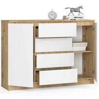 komoda nore k140 - Komoda Akord Furniture Factory, ąžuolo/balta, 40 cm x 138 cm x 99 cm - 4 nuotrauka