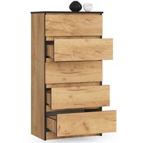stalciai 60 cm - Komoda Akord K60, ąžuolo, 60 cm x 40 cm x 121 cm - 5 nuotrauka
