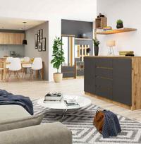 komoda 160 - Komoda Akord K160 2D 4SZ CLP, ąžuolo/pilka, 40 cm x 160 cm x 99 cm - 2 nuotrauka