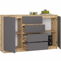 komoda 160 - Komoda Akord K160 2D 4SZ CLP, ąžuolo/pilka, 40 cm x 160 cm x 99 cm - 5 nuotrauka