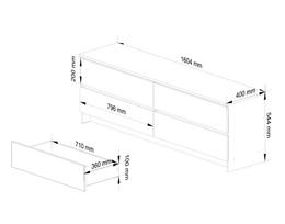 komoda akord - Komoda Akord K160 4SZ CLP, balta, 40 cm x 160 cm x 55 cm - 5 nuotrauka