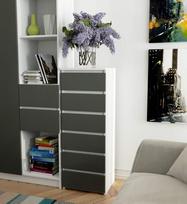 komoda akord - Komoda Akord Furniture Factory CL6, grafito, 35 cm x 40 cm x 109 cm - 2 nuotrauka