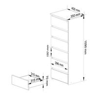 komoda akord - Komoda Akord Furniture Factory CL6, grafito, 35 cm x 40 cm x 109 cm - 4 nuotrauka