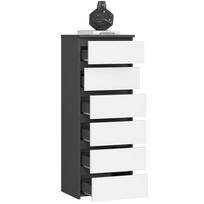 komoda akord - Komoda Akord CL6, balta/grafito, 35 cm x 40 cm x 109 cm - 5 nuotrauka