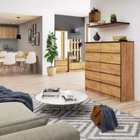 komoda akord - Komoda Akord K120, ąžuolo/juoda, 40 cm x 120 cm x 121 cm - 2 nuotrauka