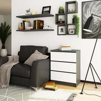 stalciai 60 cm - Komoda Akord K60, balta/grafito, 60 cm x 40 cm x 77 cm - 2 nuotrauka