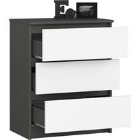 stalciai 60 cm - Komoda Akord K60, balta/grafito, 60 cm x 40 cm x 77 cm - 4 nuotrauka