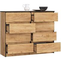 komoda 8 stalciai - Komoda Akord K120 8SZ CLP, ąžuolo, 40 cm x 120 cm x 99 cm - 4 nuotrauka