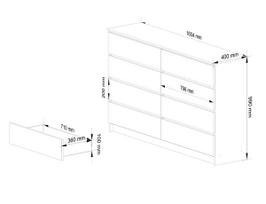 komoda 8 stalciai - Komoda Akord K160, balta/sonoma ąžuolo, 40 cm x 160 cm x 121 cm - 5 nuotrauka