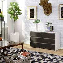 balta juoda komoda - Komoda Akord Furniture Factory CL100 6SZ, tamsiai pilka, 100 cm x 35 cm x 57 cm - 3 nuotrauka