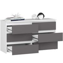 balta juoda komoda - Komoda Akord Furniture Factory CL100 6SZ, tamsiai pilka, 100 cm x 35 cm x 57 cm - 7 nuotrauka
