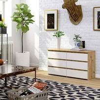 komoda akord cl100 - Komoda Akord Furniture Factory CL100, ruda/balta, 35 cm x 100.4 cm x 57 cm - 3 nuotrauka