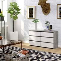 komoda 100 - Komoda Akord Furniture Factory CL100 6SZ, balta/pilka, 100 cm x 35 cm x 57 cm - 3 nuotrauka