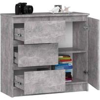 komoda akord - Komoda Akord Furniture Factory K80, pilka, 35 cm x 80.4 cm x 64.6 cm - 5 nuotrauka