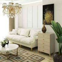 stalciai 60 cm - Komoda Akord Furniture Factory Mobi 05, aukso/balta, 37 cm x 60 cm x 89 cm - 3 nuotrauka