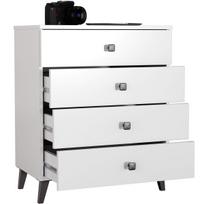 balta juoda komoda - Komoda Akord Furniture Factory Mobi K-04, balta/juoda, 37 cm x 60 cm x 73 cm - 5 nuotrauka