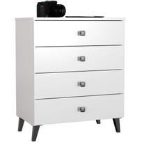 balta juoda komoda - Komoda Akord Furniture Factory Mobi K-04, balta/juoda, 37 cm x 60 cm x 73 cm - 6 nuotrauka