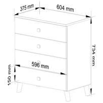 balta juoda komoda - Komoda Akord Furniture Factory Mobi K-04, balta/juoda, 37 cm x 60 cm x 73 cm - 7 nuotrauka
