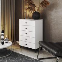 komoda akord - Komoda Akord Furniture Factory Mobi 05, balta/juoda, 37 cm x 60 cm x 89 cm - 2 nuotrauka