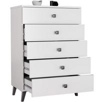 komoda akord - Komoda Akord Furniture Factory Mobi 05, balta/juoda, 37 cm x 60 cm x 89 cm - 5 nuotrauka