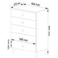 komoda akord - Komoda Akord Furniture Factory Mobi 05, balta/juoda, 37 cm x 60 cm x 89 cm - 6 nuotrauka