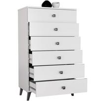 komoda akord - Komoda Akord Furniture Factory Mobi 06, balta/juoda, 37 cm x 60 cm x 104 cm - 5 nuotrauka