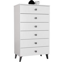 komoda akord - Komoda Akord Furniture Factory Mobi 06, balta/juoda, 37 cm x 60 cm x 104 cm - 6 nuotrauka
