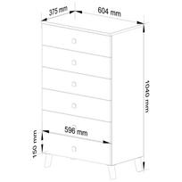 komoda akord - Komoda Akord Furniture Factory Mobi 06, balta/juoda, 37 cm x 60 cm x 104 cm - 7 nuotrauka