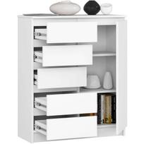 komoda akord - Komoda Akord Furniture Factory K80, balta, 35 cm x 80.4 cm x 97 cm - 5 nuotrauka