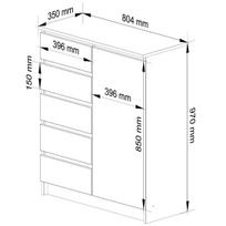 komoda akord - Komoda Akord Furniture Factory K80, grafito, 35 cm x 80.4 cm x 97 cm - 4 nuotrauka