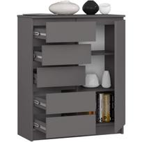 komoda akord - Komoda Akord Furniture Factory K80, grafito, 35 cm x 80.4 cm x 97 cm - 5 nuotrauka
