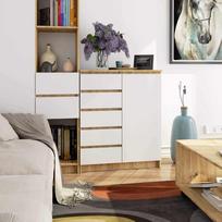 komoda akord - Komoda Akord Furniture Factory K80, ruda/balta, 35 cm x 80.4 cm x 97 cm - 2 nuotrauka