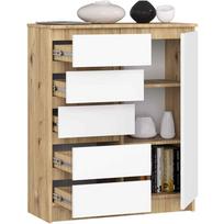 komoda akord - Komoda Akord Furniture Factory K80, ruda/balta, 35 cm x 80.4 cm x 97 cm - 5 nuotrauka