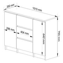komodos dureles - Komoda Akord Furniture Factory K100, pilka, 101 cm x 35 cm x 76 cm - 5 nuotrauka